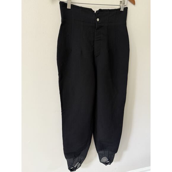 Vintage Bogner Sz 12 Black Ski Snow Pants Stirrups Snowboarding USA Wool Blend - Picture 1 of 11